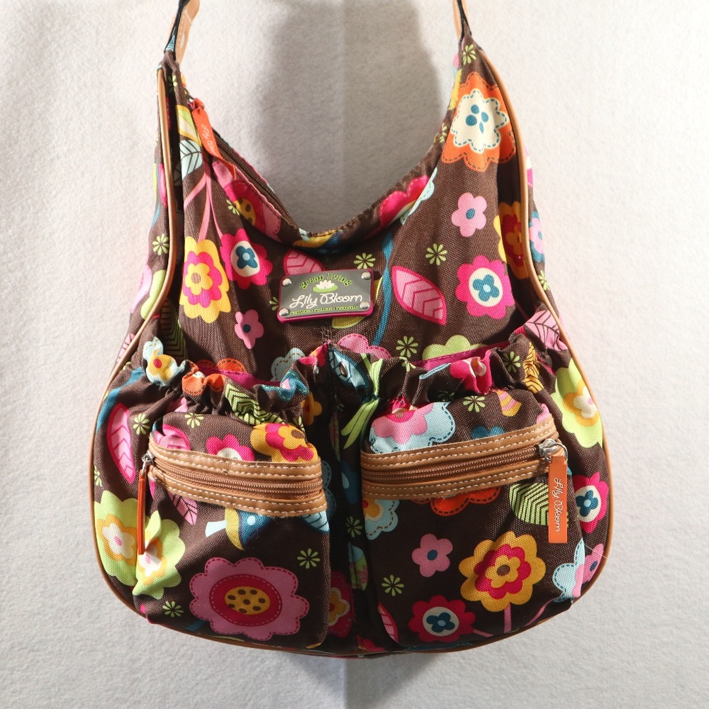 Lily Bloom Brown Floral Hobo Bag - Colorful Flower Print